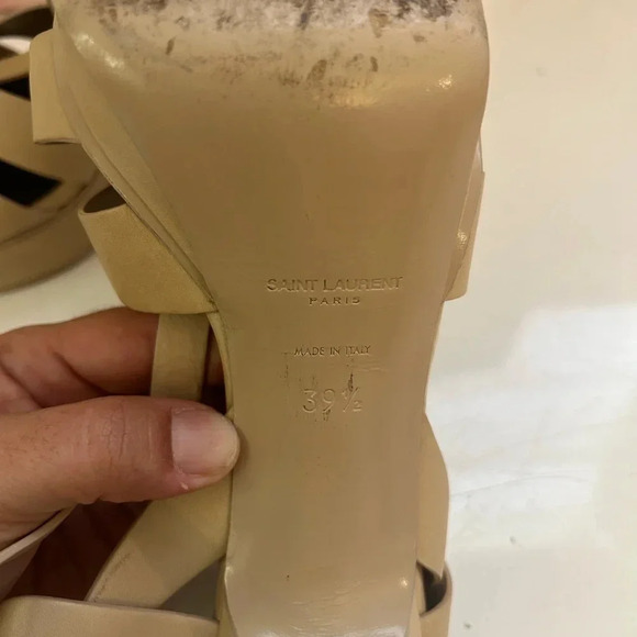 YSL Saint Laurent “Tribute Leather Platform Sandals” - Picture 8 of 10